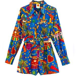Farm Rio Folk Party Belted Romper
